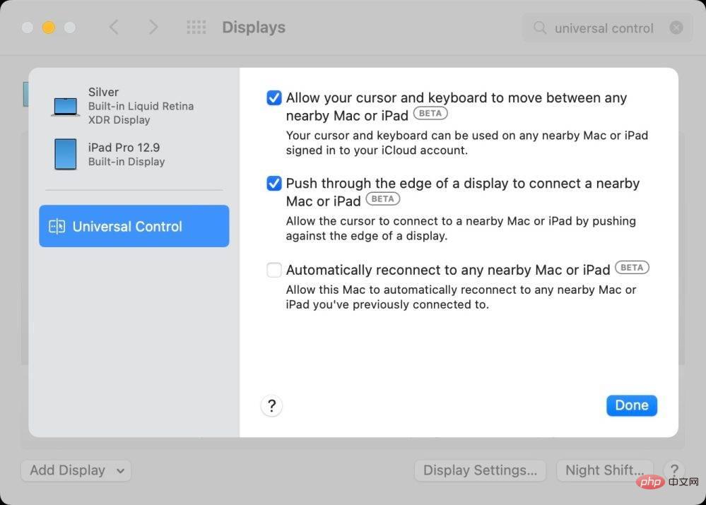 macOS Monterey 12.3 beta 3 adjusts universal controls in System Preferences