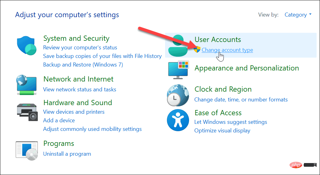 How to change account type on Windows 11