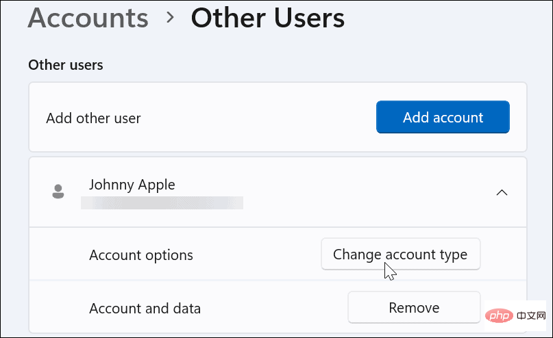 How to change account type on Windows 11