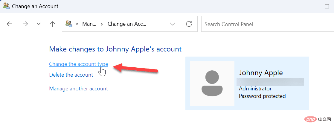 How to change account type on Windows 11