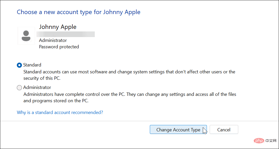 So ändern Sie den Kontotyp unter Windows 11