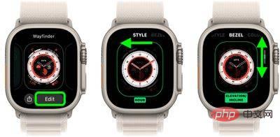 Apple Watch Ultra: Wayfinder 시계 페이스에서 나침반 세부 정보를 조정하는 방법