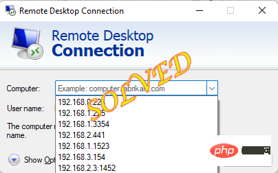 How to remove an IP address from Remote Desktop connection history