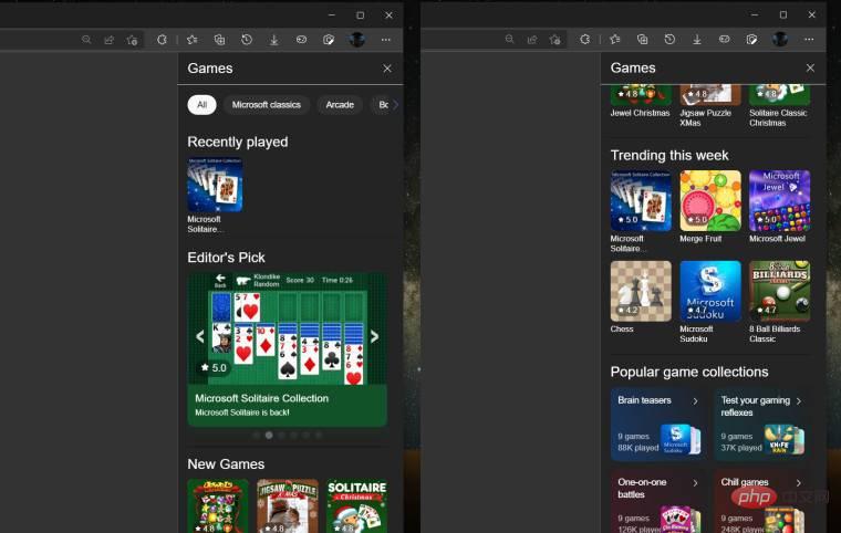 Microsoft fügt seinem Edge-Browser jetzt ein Spiele-Panel hinzu