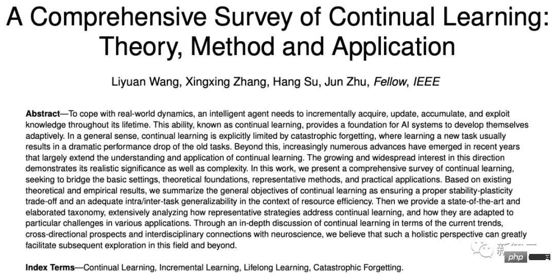 Tsinghuas latest continuous learning review, 32 pages detailing the review of continuous learning theories, methods and applications