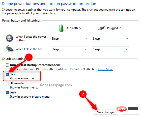 How to fix missing sleep option in Windows 11/10