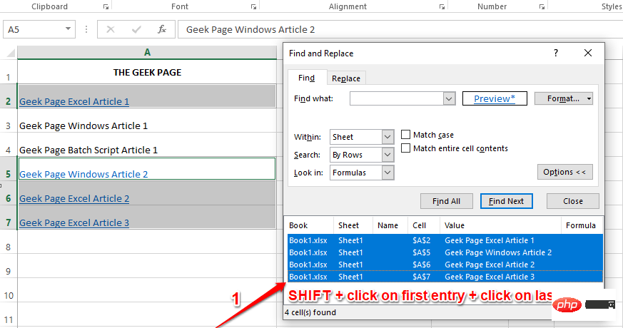 Microsoft Excel에서 하이퍼링크를 찾고 삭제하는 방법