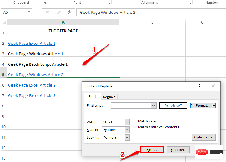 Microsoft Excel에서 하이퍼링크를 찾고 삭제하는 방법