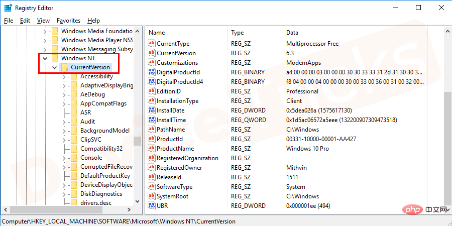 Wie behebt man den Fehler „Die Anwendung konnte nicht korrekt gestartet werden (0xc000007b)“ unter Windows?-Microsoft-WindowsNT-Current-Version