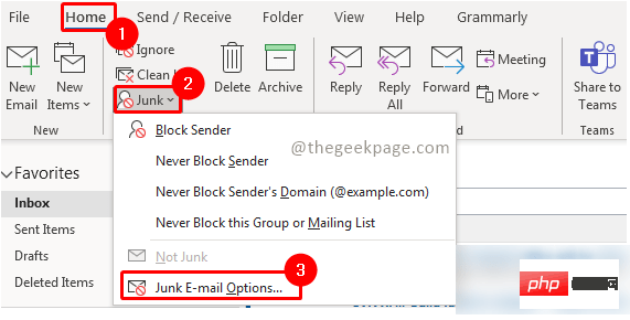 So bearbeiten Sie Junk-E-Mail-Optionen in Outlook