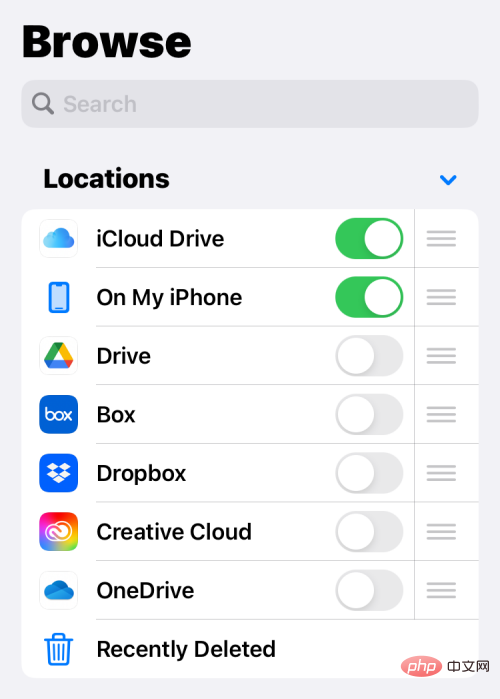 Cara menambah Google Drive, OneDrive dan DropBox pada apl Fail pada iPhone