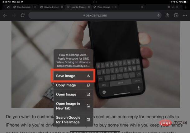 Cara menyimpan imej daripada Chrome ke iPhone atau iPad