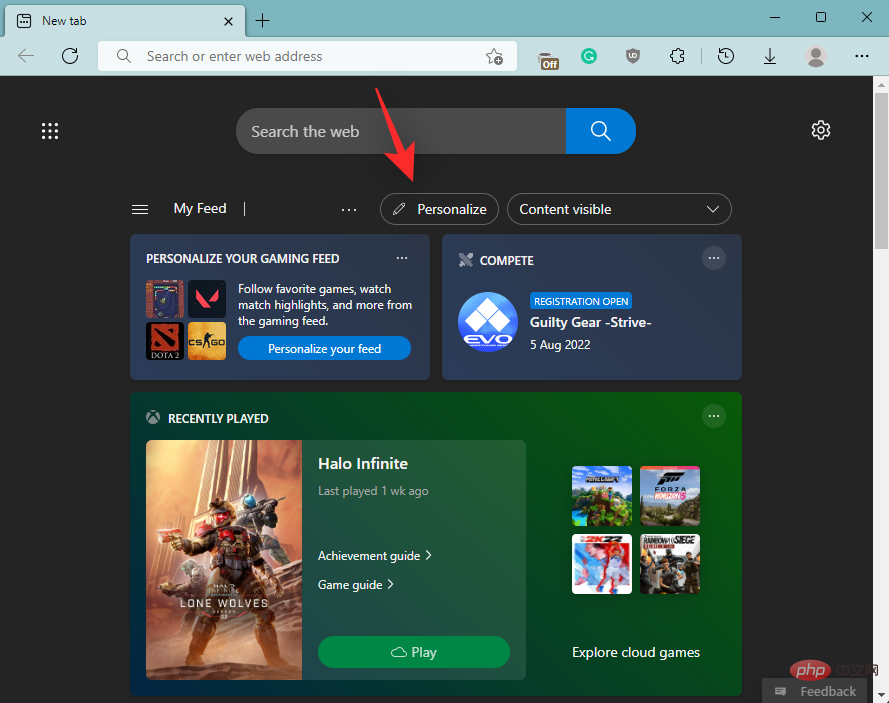 Bagaimana untuk menyesuaikan suapan permainan dalam Microsoft Edge