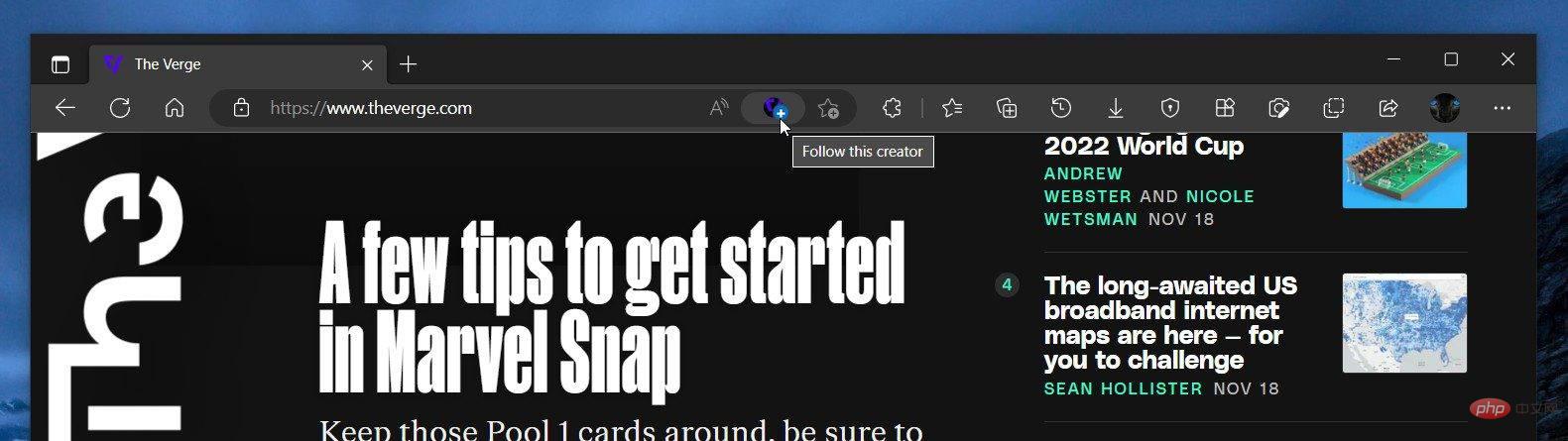 Microsoft improves Edge browser's 'Follow this Creator” feature