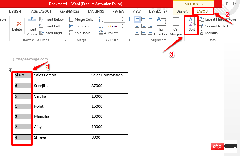 如何對 Microsoft Word 表格中的內容進行排序