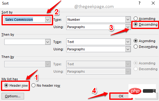 How to sort content in a Microsoft Word table