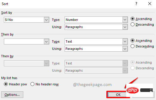 How to sort content in a Microsoft Word table