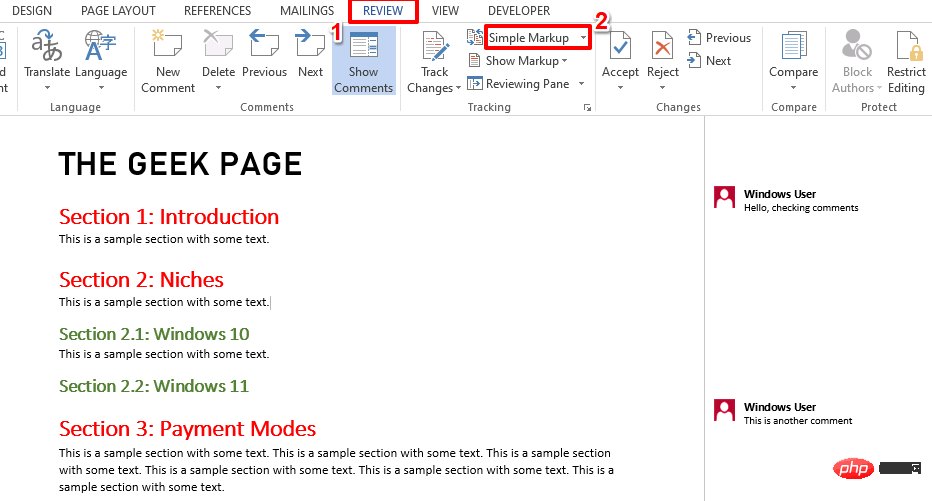 So drucken Sie ein Word-Dokument ohne Kommentare