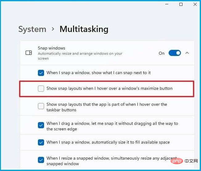 A quick guide on how to disable Snap layout on Windows 11