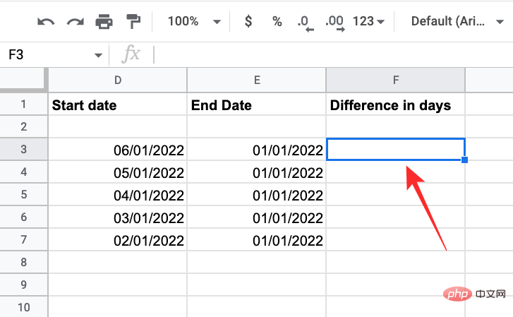 So berechnen Sie die Differenz zwischen Datumsangaben in Google Sheets