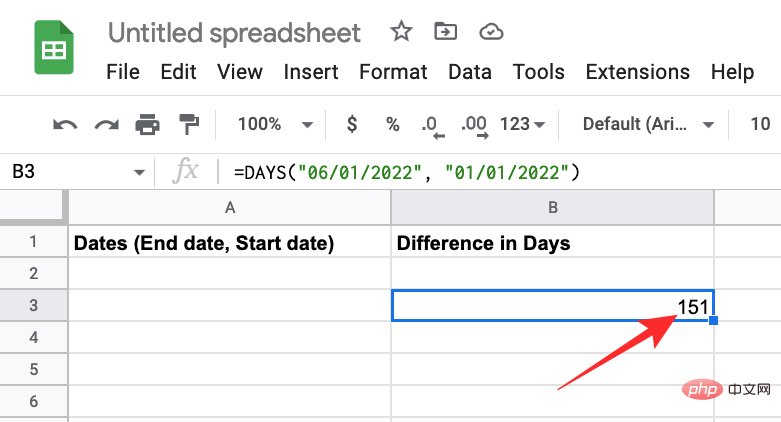 How to calculate the difference between dates on Google Sheets