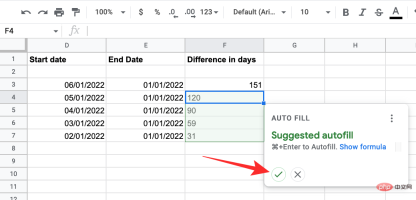 How to calculate the difference between dates on Google Sheets
