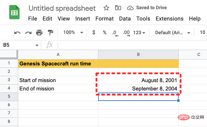 So berechnen Sie die Differenz zwischen Datumsangaben in Google Sheets