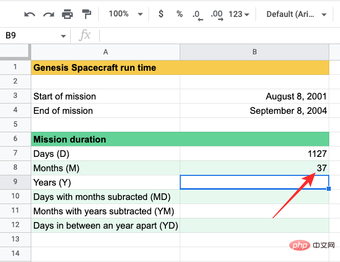 How to calculate the difference between dates on Google Sheets