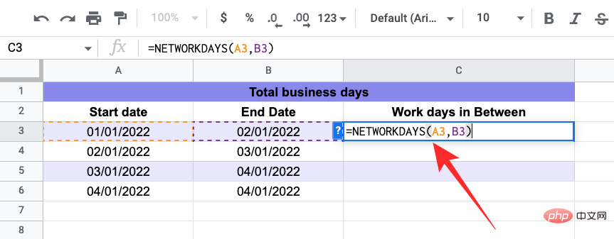 So berechnen Sie die Differenz zwischen Datumsangaben in Google Sheets