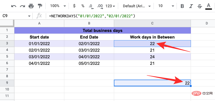 So berechnen Sie die Differenz zwischen Datumsangaben in Google Sheets