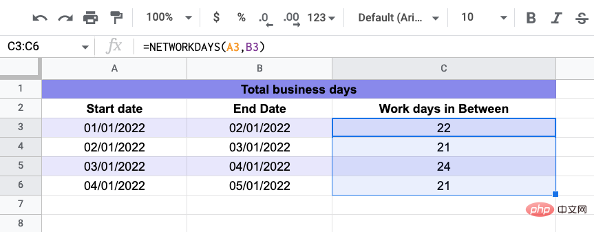 So berechnen Sie die Differenz zwischen Datumsangaben in Google Sheets