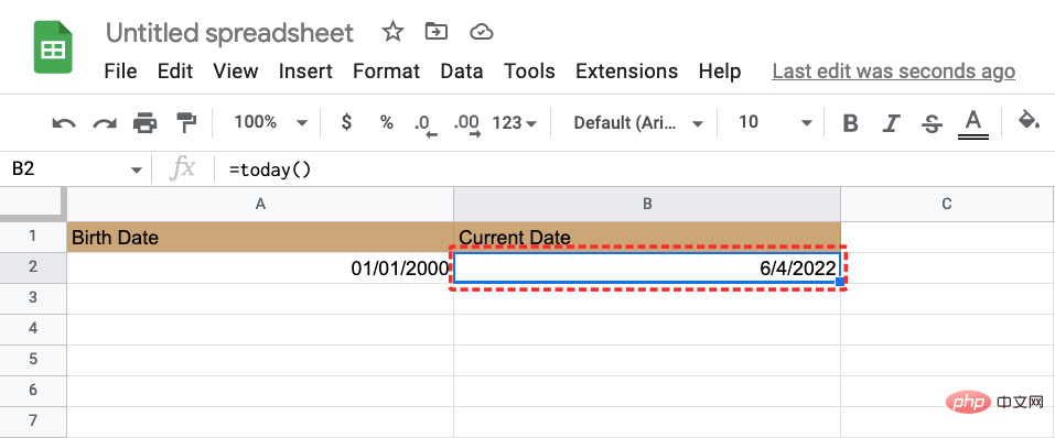 So berechnen Sie die Differenz zwischen Datumsangaben in Google Sheets