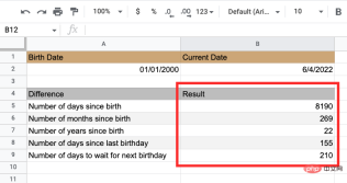 How to calculate the difference between dates on Google Sheets