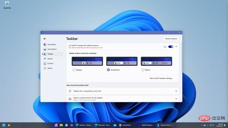 Start11 v1.2 beta 在 Windows 11 中恢复了任务栏取消分组等功能