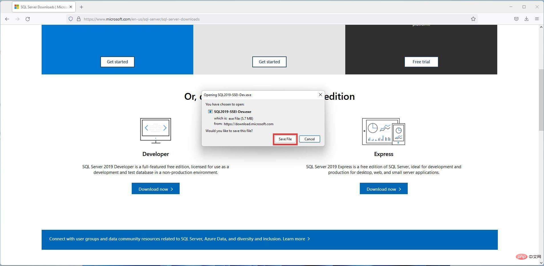 在 Windows 11 上下载并安装 Microsoft SQL Server 2019