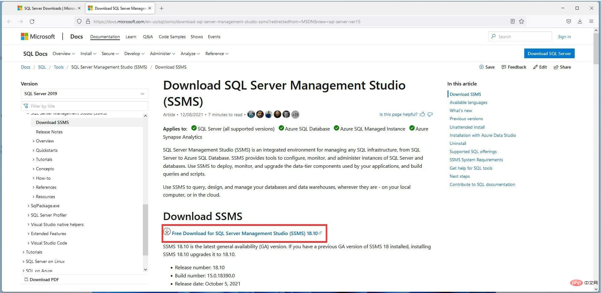 在 Windows 11 上下载并安装 Microsoft SQL Server 2019