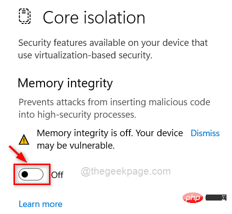 如何在 Windows 11、10 中启用或禁用核心隔离内存完整性