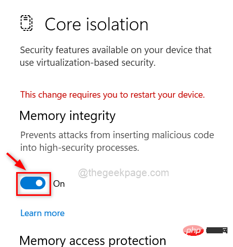 如何在 Windows 11、10 中启用或禁用核心隔离内存完整性