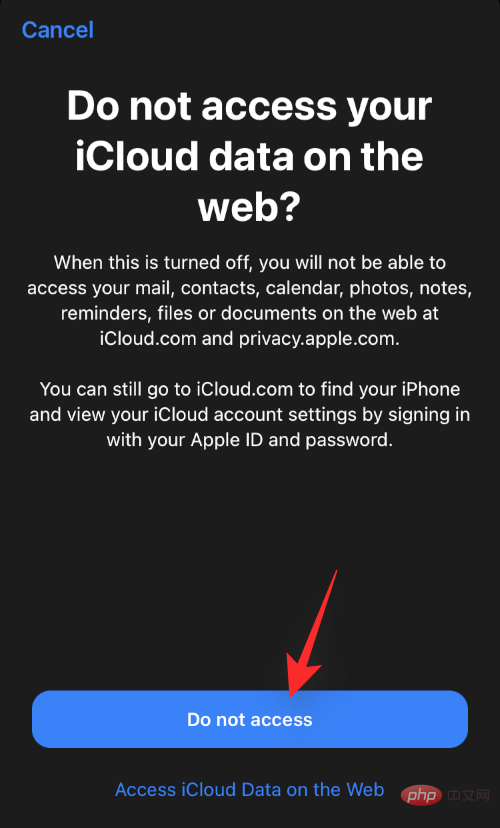 如何禁用对 iCloud Web 上数据的访问