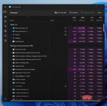 微软为 Windows 11 推出了一个新的彩色任务管理器