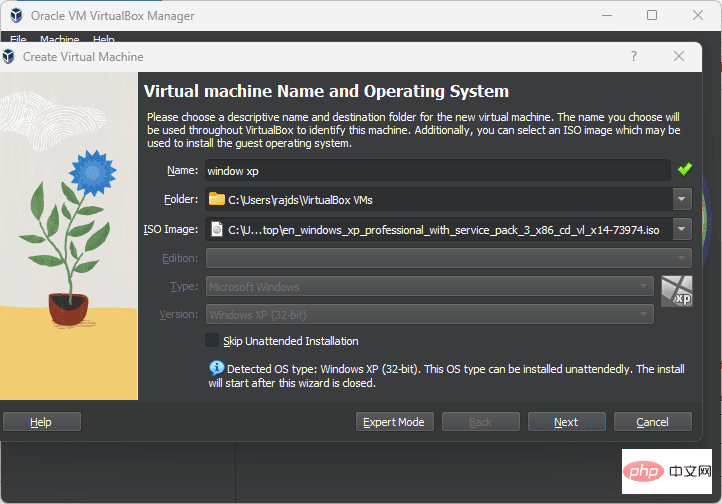 使用 VirtualBox 在 Windows 11 上安装 Windows XP ISO