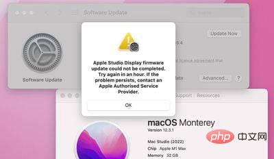 一些 Studio 显示器所有者报告将显示器更新到最新 iOS 固件的问题