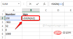 How to use the SIGN function in Excel to determine the sign of a value