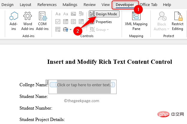 如何在 Microsoft Word 中插入/修改富文本内容控件