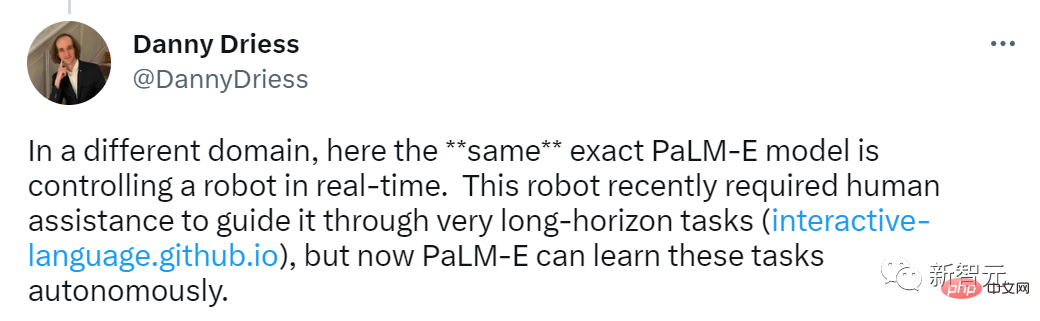 谷歌發布了史上最大的通用模型PaLM-E，該模型擁有5620億個參數，被稱為終結者中最強大的大腦，並且可以透過圖像與機器人進行交互