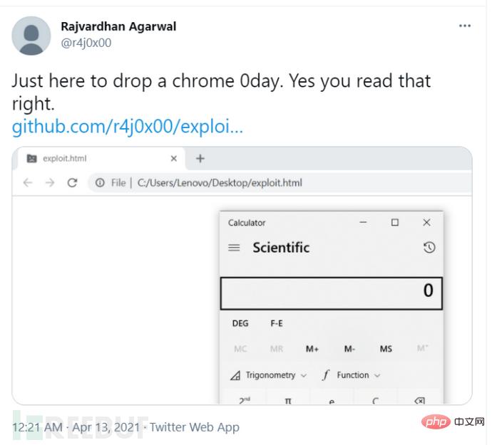 Comment analyser la notification de vulnérabilité 0Day d'exécution de code à distance de Google Chrome