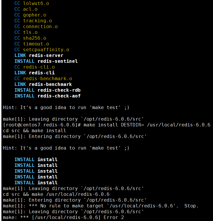 Centos에 redis6.0.6을 설치할 때 오류를 해결하는 방법