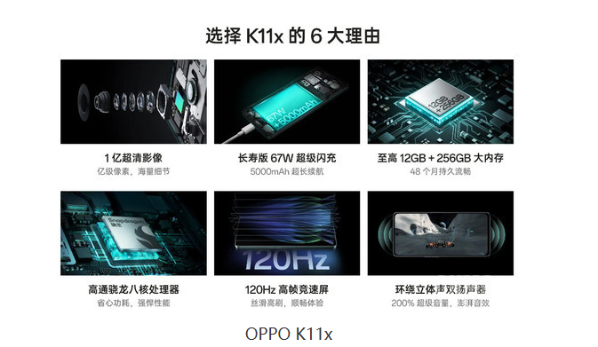 OPPO K11x：一亿像素超清影像+67W超级闪充 带来全新手机体验