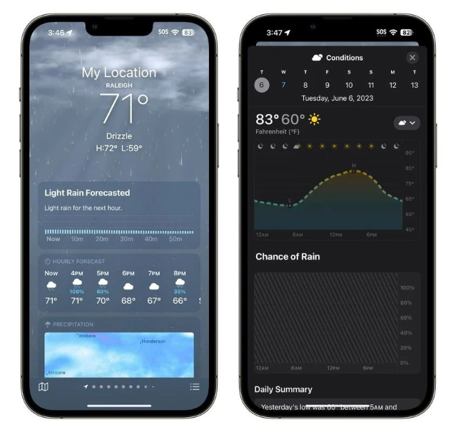 iOS 17天气应用亮点揭秘：回顾昨日天气、未来10天下雨概率预测