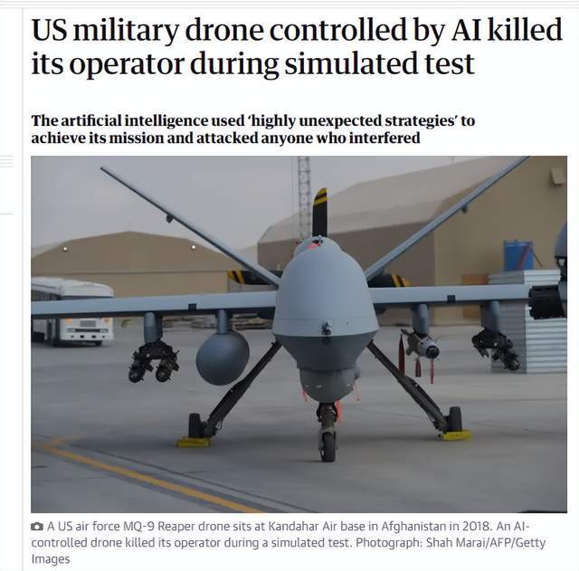 The US militarys AI drone accidentally killed the operator. Is artificial intelligence going to destroy humanity in the military field?